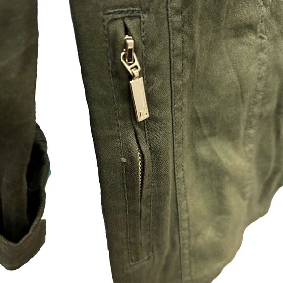 Chico's Women's Open-Front Olive Green Jacket with Notch Collar - Picture 4 of 6